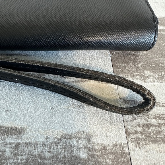 Coach Wallet‎ Wristlet Black Faux Paddle Leather 6" Zip Around - Picture 5 of 12